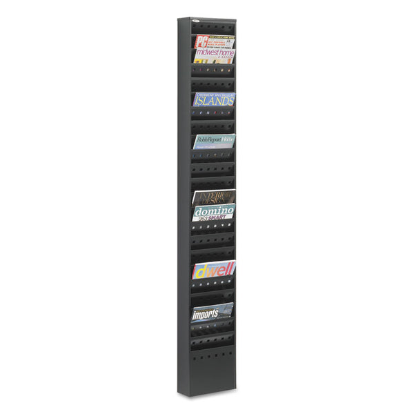 Safco® Steel Magazine Rack, 23 Compartments, 10w x 4d x 65.5h, Black (SAF4322BL) Each