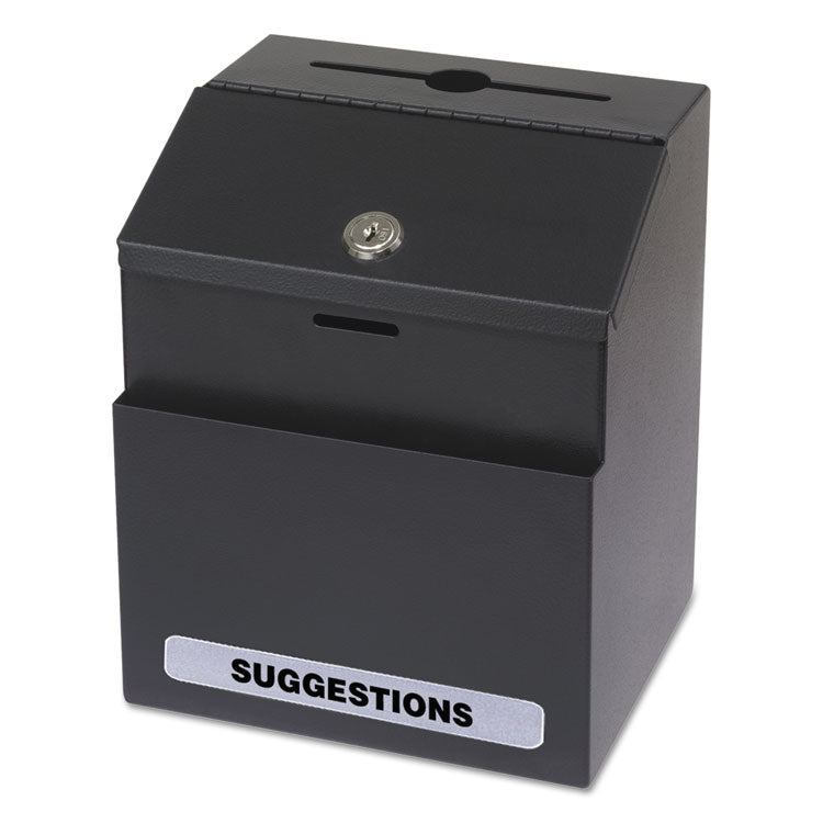 Steel Suggestion Box with Locking Top, 7 x 6 x 8.5, Black Steel Suggestion Box with Locking Top, 7 x 6 x 8.5, Black