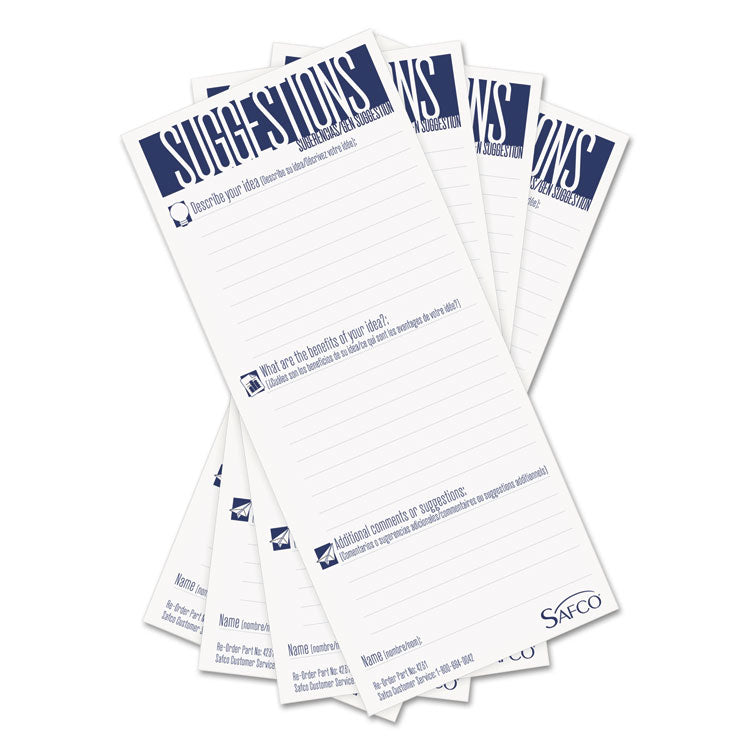 Safco® Suggestion Box Cards, 3.5 x 8, White, 25/Pack (SAF4231)