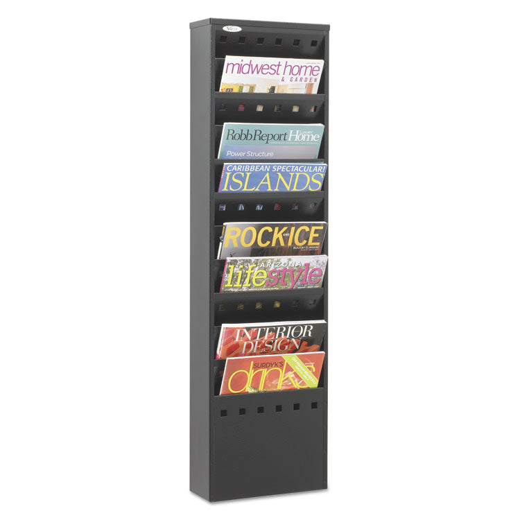 Safco® Steel Magazine Rack, 11 Compartments, 10w x 4d x 36.25h, Black (SAF4321BL) Each