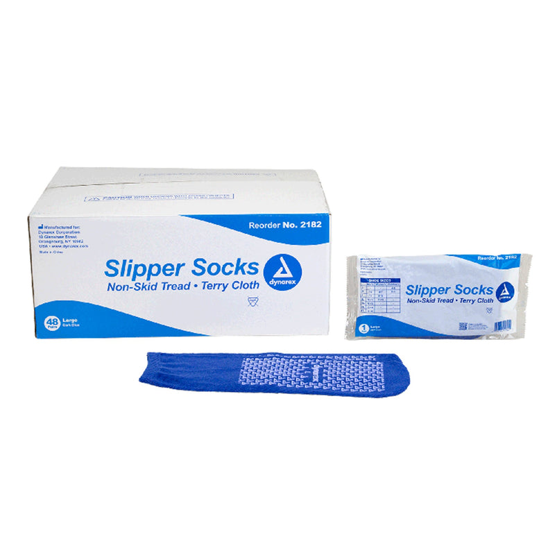 Dynarex Slipper Socks Unisex Adult Large Single Tread Single Patient Use Blue (826645_CS) 48/CS
