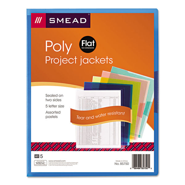 Smead™ Organized Up Translucent Poly Project Jacket, Letter Size, Assorted Colors, 5/Pack (SMD85750)