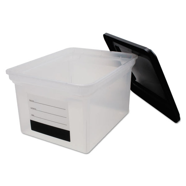 Innovative Storage Designs File Tote with Contents Label, Letter/Legal Files, 17.75" x 14" x 10.25", Clear/Black (AVT55802) Each