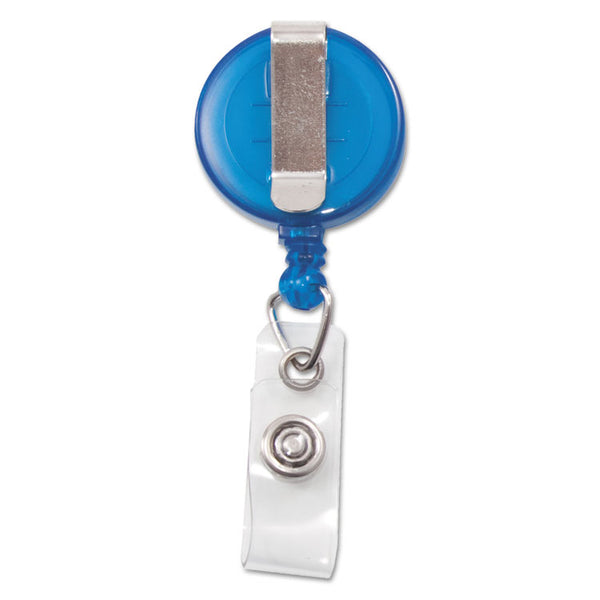 Advantus Translucent Retractable ID Card Reel, 30" Extension, Blue, 12/Pack (AVT75472) Pack of 12