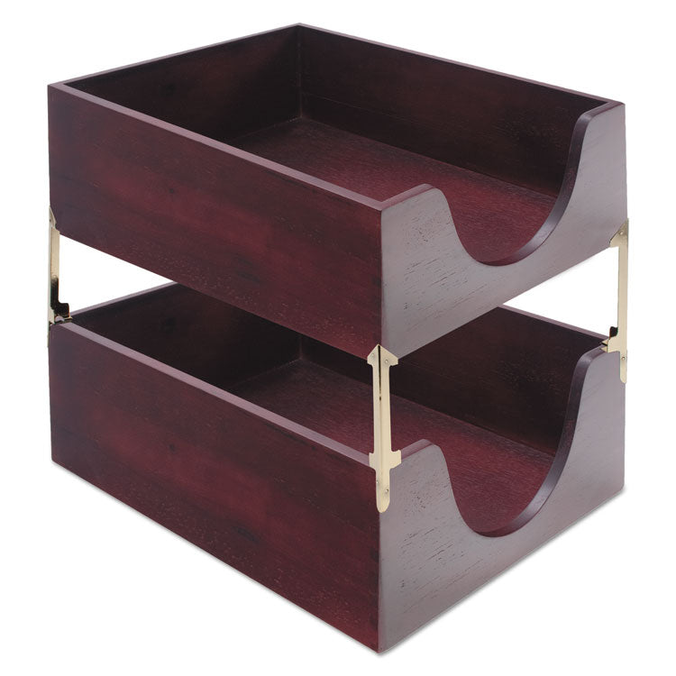 Carver™ Double-Deep Hardwood Stackable Desk Trays, 1 Section, Letter Size Files, 10.13" x 12.63" x 5", Mahogany (CVR08213) Each