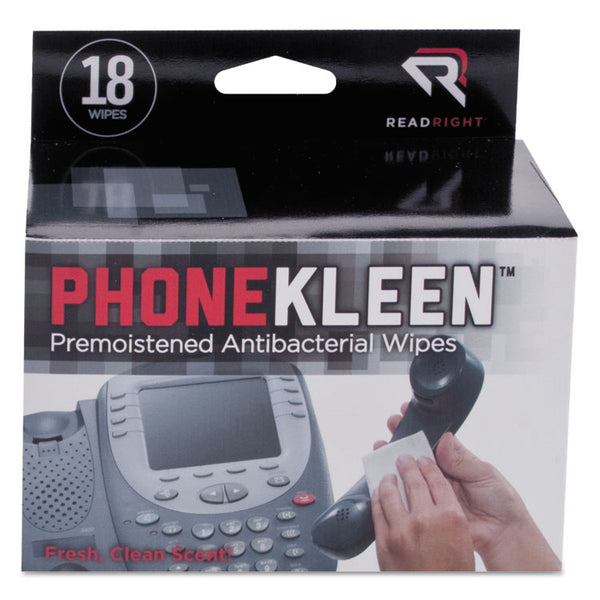Read Right® PhoneKleen Wet Wipes, Cloth, 5 x 5, 18/Box (REARR1203)