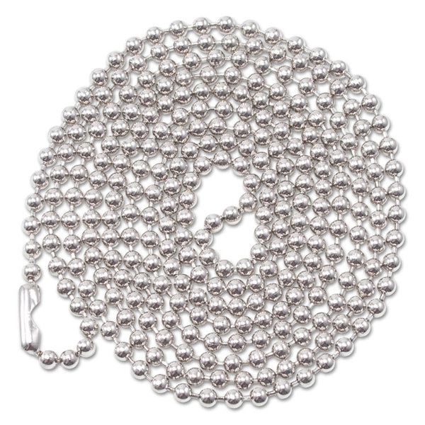 Advantus ID Badge Holder Chain, Metal Ball Chain Fastener, 36" Long, Nickel Plated, 100/Box (AVT75417) Box of 100