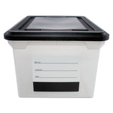 Innovative Storage Designs File Tote with Contents Label, Letter/Legal Files, 17.75" x 14" x 10.25", Clear/Black (AVT55802) Each
