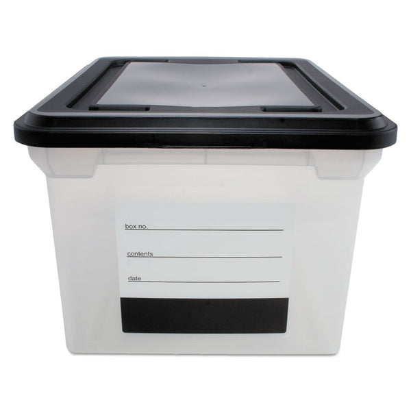 Innovative Storage Designs File Tote with Contents Label, Letter/Legal Files, 17.75" x 14" x 10.25", Clear/Black (AVT55802) Each