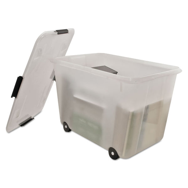 Advantus Rolling 15-Gal. Storage Box, Letter/Legal Files, 23.75" x 15.75" x 15.75", Clear (AVT34009) Each