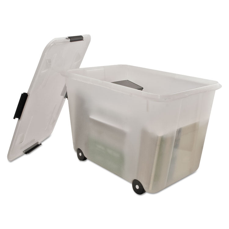 Advantus Rolling 15-Gal. Storage Box, Letter/Legal Files, 23.75" x 15.75" x 15.75", Clear (AVT34009) Each