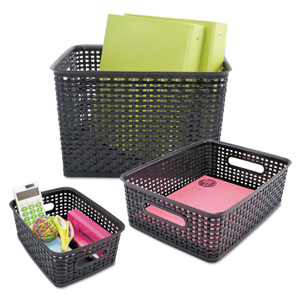 Advantus Weave Bins, 14.25 x 10.25 x 4.75, Black, 2/Pack (AVT40327) Pack of 2