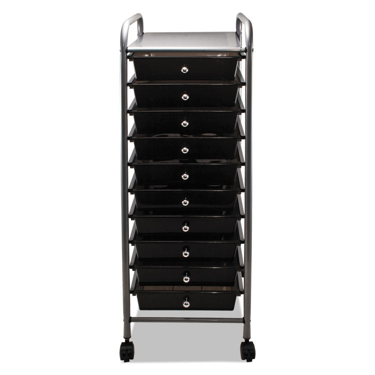Advantus Portable Drawer Organizer, Metal, 1 Shelf, 10 Drawers, 13" x 15.38" x 37.75", Matte Gray/Smoke (AVT34007) Each