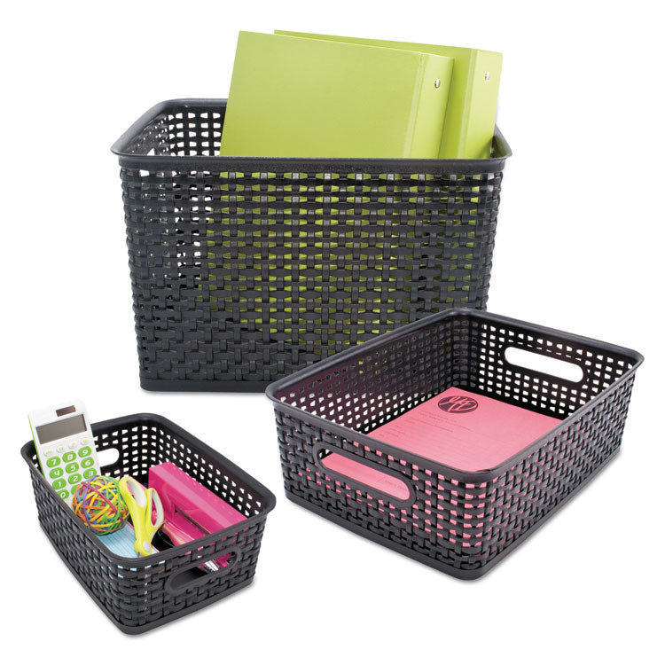 Advantus Weave Bins, 13.88 x 10.5 x 8.75, Black, 2/Pack (AVT40328) Pack of 2