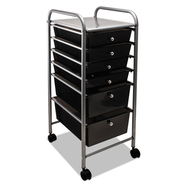 Advantus Portable Drawer Organizer, Metal, 1 Shelf, 6 Drawers, 13" x 15.38" x 32.13", Matte Gray/Smoke (AVT34005) Each