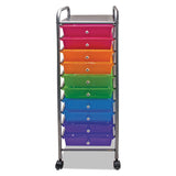 Advantus Portable Drawer Organizer, Metal, 1 Shelf, 10 Drawers, 13" x 15.38" x 37.75", Matte Gray/Assorted (AVT34004) Each