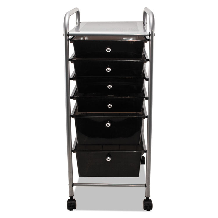 Advantus Portable Drawer Organizer, Metal, 1 Shelf, 6 Drawers, 13" x 15.38" x 32.13", Matte Gray/Smoke (AVT34005) Each