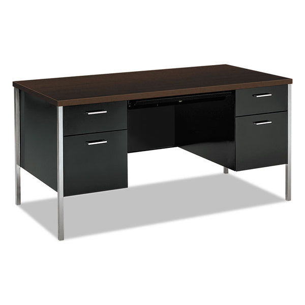 HON® 34000 Series Double Pedestal Desk, 60" x 30" x 29.5", Mocha/Black (HON34962MOP)