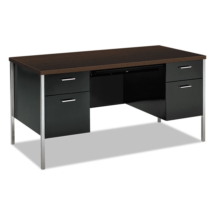 HON® 34000 Series Double Pedestal Desk, 60" x 30" x 29.5", Mocha/Black (HON34962MOP) Each