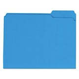 Universal® Reinforced Top-Tab File Folders, 1/3-Cut Tabs: Assorted, Letter Size, 1" Expansion, Blue, 100/Box (UNV16161) Box of 100
