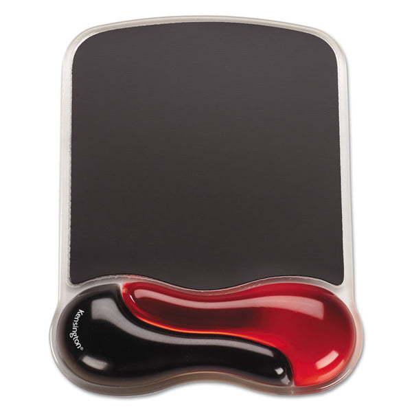 Kensington® Duo Gel Wave Mouse Pad with Wrist Rest, 9.37 x 13, Red (KMW62402) Each