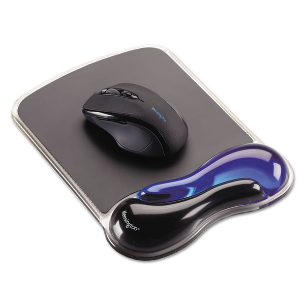 Kensington® Duo Gel Wave Mouse Pad with Wrist Rest, 9.37 x 13, Blue (KMW62401)