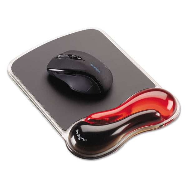 Kensington® Duo Gel Wave Mouse Pad with Wrist Rest, 9.37 x 13, Red (KMW62402) Each