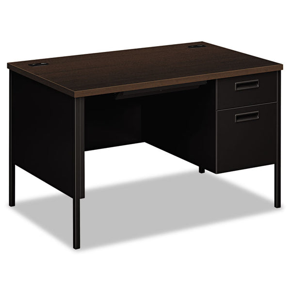 HON® Metro Classic Series Right Pedestal Desk, 48" x 30" x 29.5", Mocha/Black (HONP3251RMOP)