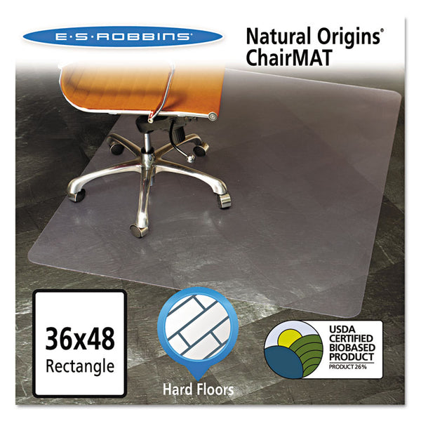 ES Robbins® Natural Origins Chair Mat for Hard Floors, 36 x 48, Clear (ESR143007) Each