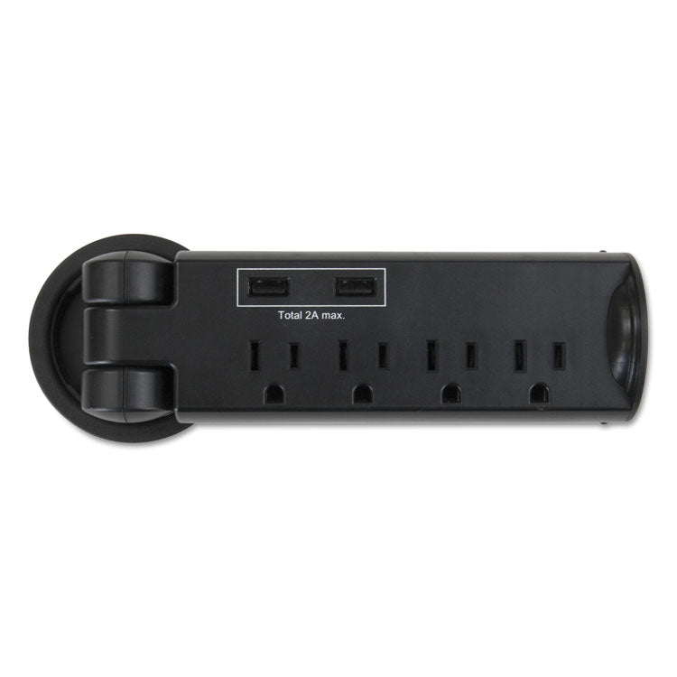Safco® Pull-Up Power Module, 4 Outlets, 2 USB Ports, 8 ft Cord, Black (SAF2069BL)