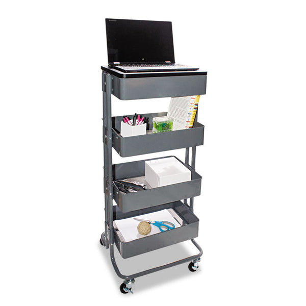 Vertiflex® Adjustable Multi-Use Storage Cart and Stand-Up Workstation, 15.25" x 11" x 18.5" to 39", Gray (VRTVF51025)