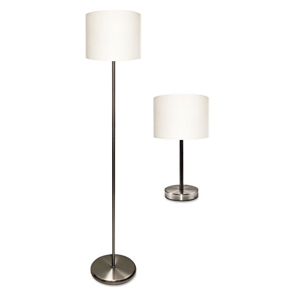 Ledu® Slim Line Lamp Set, Table 12.63" High and Floor 61.5" High, Silver (LEDL9135) Pack of 2