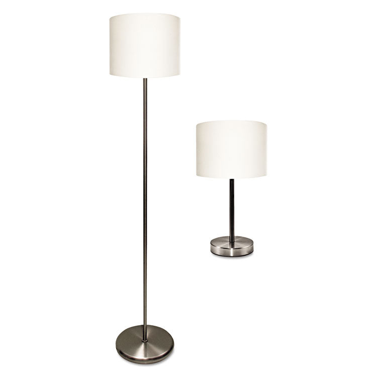 Ledu® Slim Line Lamp Set, Table 12.63" High and Floor 61.5" High, Silver (LEDL9135) Pack of 2