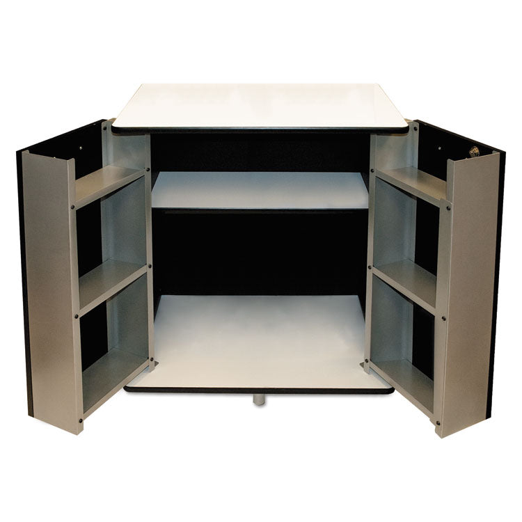 Vertiflex® Refreshment Stand, Engineered Wood, 9 Shelves, 29.5" x 21" x 33", White/Black (VRT35157)