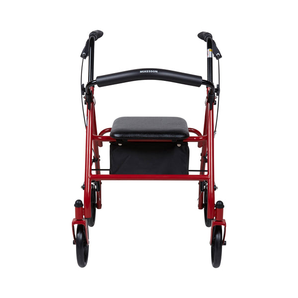 McKesson 4 Wheel Rollator Red Adjustable Height / Folding Steel Frame (1065268_EA) 1/EA