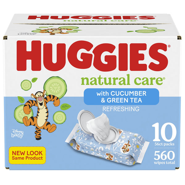 Huggies® Natural Care™ Refreshing Baby Wipe Soft Pack Cucumber / Green Tea Scent 560 Count (1160312_CS) 560/CS