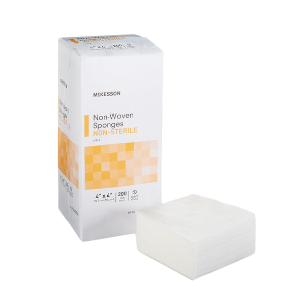 McKesson Nonwoven Sponge 4 X 4 Inch 4-Ply NonSterile 200 per Pack (446036_PK) 200/PK