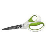 Westcott® CarboTitanium Bonded Scissors, 8" Long, 3.25" Cut Length, White/Green Straight Handle (ACM16447) Each