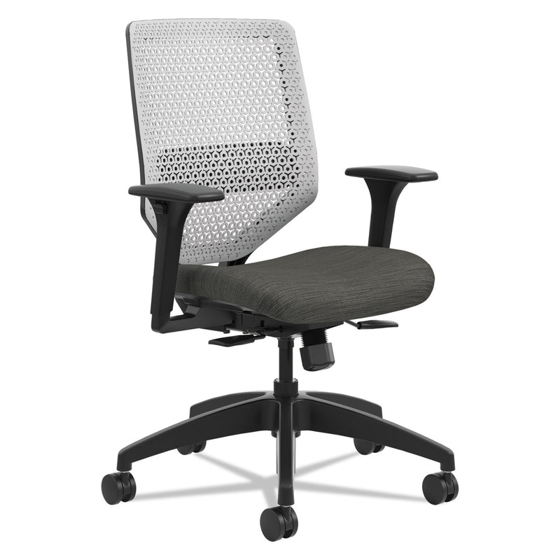 HON® Solve Series ReActiv Back Task Chair, Supports Up to 300 lb, 18" to 23" Seat Height, Ink Seat, Titanium Back, Black Base (HONSVR1AILC10TK)