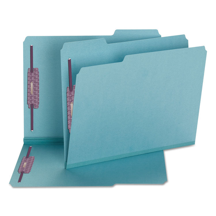 Smead™ Colored Pressboard Fastener Folders with SafeSHIELD Coated Fasteners, 2" Expansion, 2 Fasteners, Letter Size, Blue, 25/Box (SMD14937)