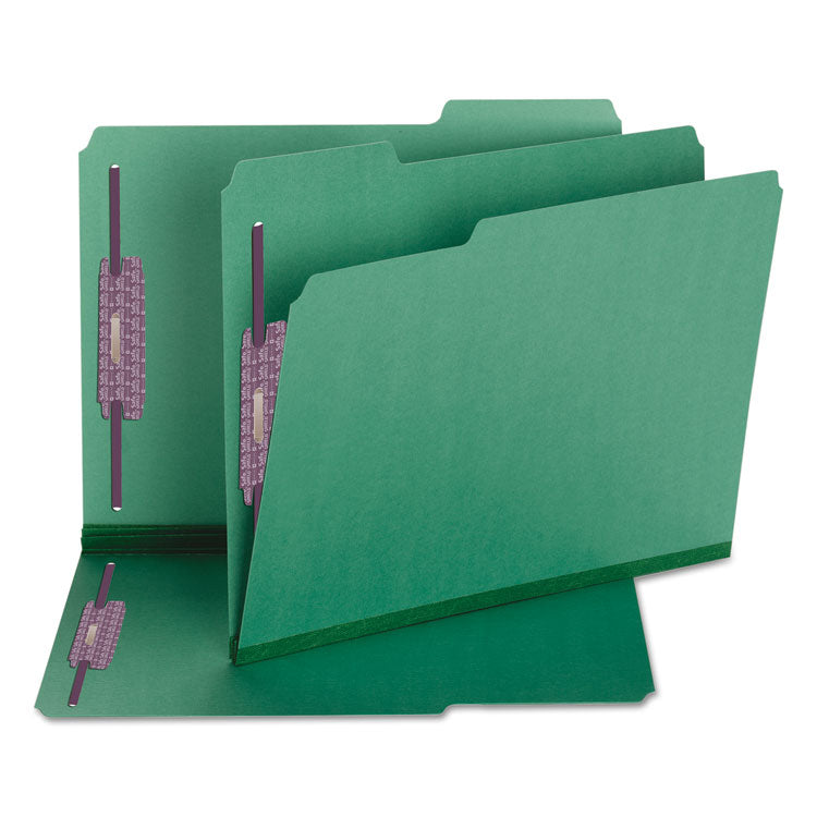 Smead™ Colored Pressboard Fastener Folders with SafeSHIELD Coated Fasteners, 2" Expansion, 2 Fasteners, Letter Size, Green, 25/Box (SMD14938)
