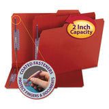Smead™ Colored Pressboard Fastener Folders with SafeSHIELD Fasteners, 2" Expansion, 2 Fasteners, Letter Size, Bright Red, 25/Box (SMD14936)