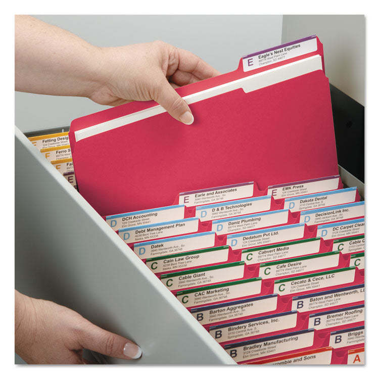Smead™ Colored Pressboard Fastener Folders with SafeSHIELD Fasteners, 2" Expansion, 2 Fasteners, Letter Size, Bright Red, 25/Box (SMD14936)