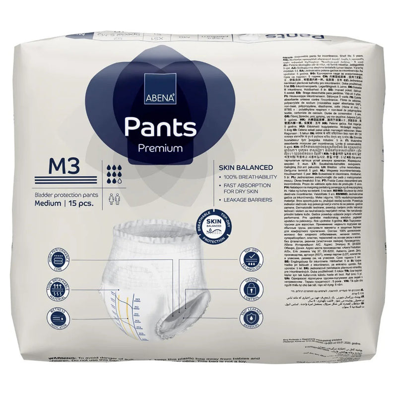Abena® Premium Pants M3 Unisex Adult Absorbent Underwear Pull On with Tear Away Seams Medium Disposable Heavy Absorbency (1218231_PK) 15/PK