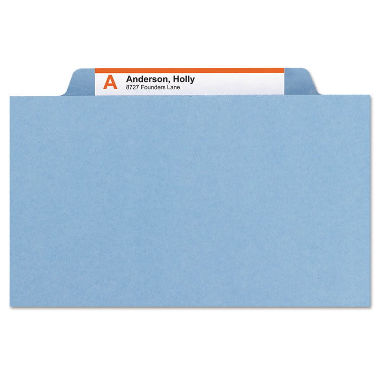 Smead™ Expanding Recycled Heavy Pressboard Folders, 1/3-Cut Tabs: Assorted, Letter Size, 1" Expansion, Blue, 25/Box (SMD21530)