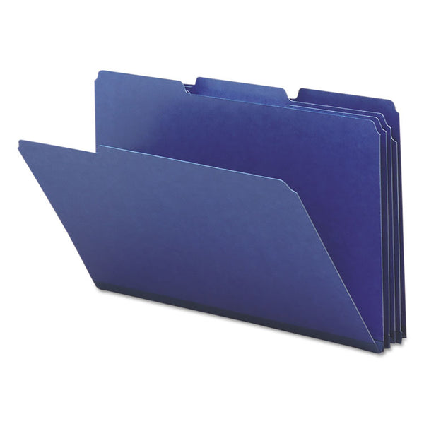 Smead™ Expanding Recycled Heavy Pressboard Folders, 1/3-Cut Tabs: Assorted, Legal Size, 1" Expansion, Dark Blue, 25/Box (SMD22541)