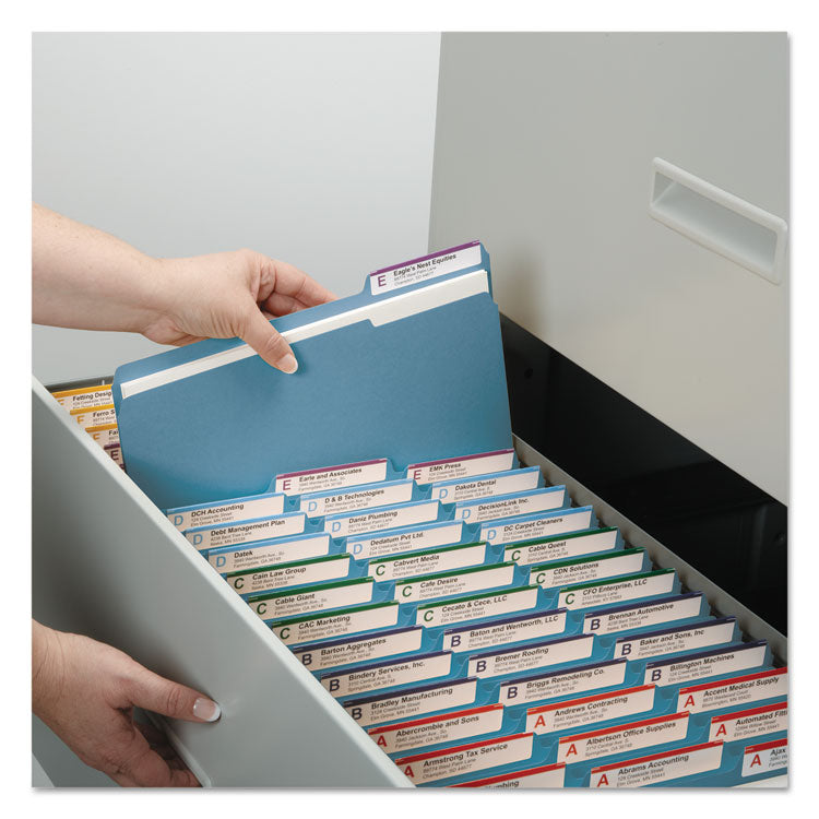 Smead™ Expanding Recycled Heavy Pressboard Folders, 1/3-Cut Tabs: Assorted, Letter Size, 1" Expansion, Blue, 25/Box (SMD21530)