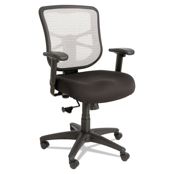 Alera® Alera Elusion Series Mesh Mid-Back Swivel/Tilt Chair, Supports 275lb, 17.9" to 21.8" Seat, Black Seat, White Back, Black Base (ALEEL42B04)