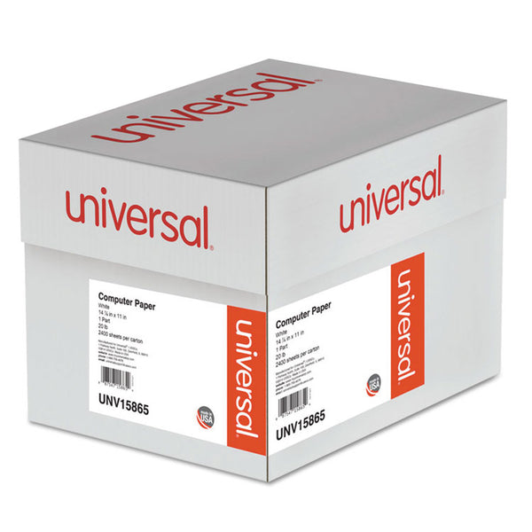 Universal® Printout Paper, 1-Part, 20 lb Bond Weight, 14.88 x 11, White, 2,400/Carton (UNV15865)