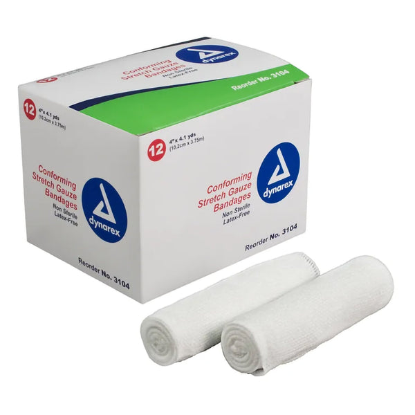 Dynarex® Conforming Bandage 4 Inch X 4.1 Yard 1-Ply NonSterile 12 per Pack (691354_BX) 12/BX
